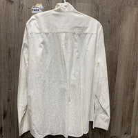 LS Show Shirt, attached Button Collar *gc, older, seam puckers
