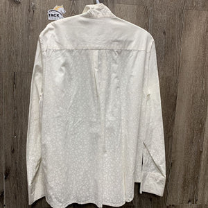 LS Show Shirt, attached Button Collar *gc, older, seam puckers