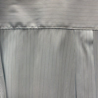 LS Show Shirt, attached Button Collar *gc, older, seam puckers, threads, crinkled collar
