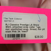LS Show Shirt, attached snap collar *vgc, mnr unstitched snap, thread, mnr pit stain