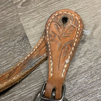 1 ONLY Western Tooled Thick Narrow Leather Spur Strap *vgc, mnr stains, rubs & scraped edges
