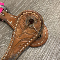 1 ONLY Western Tooled Thick Narrow Leather Spur Strap *vgc, mnr stains, rubs & scraped edges
