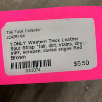 1 ONLY Western Thick Leather Spur Strap *fair, dirt, stains, dry, stiff, scraped, curled edges
