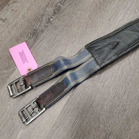 Lg Belly Girth, x2 els, strap & D Ring *older, discolored & dirty edges, scrapes, scratches, unstitched sides, fair, elastic: thin & stretched

