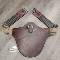 Lg Belly Girth, x2 LONG els, 2 D's, Caribiner *older, gc, faded, clean, dirty seams, scrapes, elastic, stains
