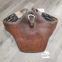 Lg Belly Girth, x2 els, 2 D's, Caribiner *older, gc, faded, dirty seams, scrapes, v.dry/creased inside, torn elastic