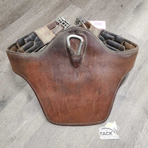 Lg Belly Girth, x2 els, 2 D's, Caribiner *older, gc, faded, dirty seams, scrapes, v.dry/creased inside, torn elastic