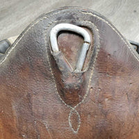 Lg Belly Girth, x2 els, 2 D's, Caribiner *older, gc, faded, dirty seams, scrapes, v.dry/creased inside, torn elastic
