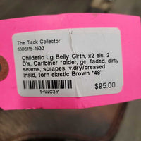 Lg Belly Girth, x2 els, 2 D's, Caribiner *older, gc, faded, dirty seams, scrapes, v.dry/creased insid, torn elastic
