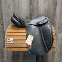 16.5 XW *6.75" Stubben Juventus Dressage Saddle, Lg Front Blocks, Wool Flocking, Rear Gusset Panels, Flaps: 15" W x 11" Serial # XW 8840302
