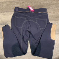 Euroseat Breeches *gc, hair, threads, undone seam stitching, faded, seam puckers, rubbed/pilly knees
