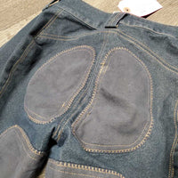 Full Seat Side Zip Denim Breeches *gc, stainss?dirt, pilly, stretched/thin knees, threads, rubs
