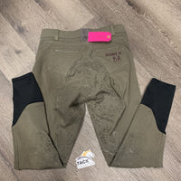 Hvy Full Sticky Seat Breeches *gc, dirt, stained, hairy, rubs, faded, v.pilly, seam puckers, lg snag, wavy seams, older
