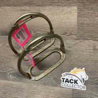 Pr Fine Hvy Stirrup Irons *fair/gc, vintage, oxidized, no grips, stains, scrapes, scratches, scuffs