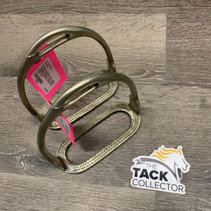 Pr Fine Hvy Stirrup Irons *fair/gc, vintage, oxidized, no grips, stains, scrapes, scratches, scuffs