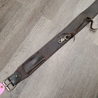 46"L x 3"W Back Cinch, strap, Weaver?-2 FS Billets, laces *gc, dirty, scratches, stains, older, billet edges: curled & peeled/rubs
