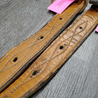 46"L x 3"W Back Cinch, strap, Weaver?-2 FS Billets, laces *gc, dirty, scratches, stains, older, billet edges: curled & peeled/rubs
