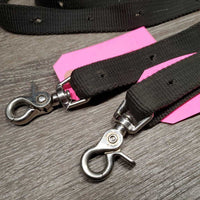 Pr Adjustable Soft Nylon Side Reins? Straps, 2 conways & snaps *gc, mnr dirt, hole rubs
