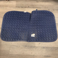 Thick Quilt Micro Suede Dressage Saddle Pad, tabs, 1x piping *gc, dirty top, clean & hairy under, rubs, faded
