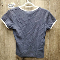 SS V Neck T Shirt *gc, hair, faded, mnr stains, pits?
