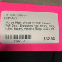 High Waist v.thick Fleece Full Seat Breeches *gc, hairy, pilly, rubs, fuzzy, missing bling
