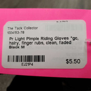 Pr Light Pimple Riding Gloves *gc, hairy, finger rubs, clean, faded