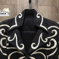 LS Cotton Western Showmanship Jacket, Bling, Zipper & Cotton Pants *vgc, mnr hair, cuffs: dirty, rubs & pilly
