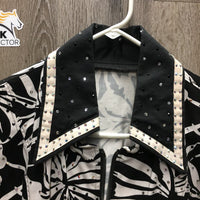 LS Light Western Showmanship Shirt - Jacket, Bling, zipper *vgc, mnr collar stain, seam puckers
