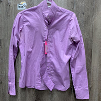 LS Show Shirt, 2x Button Collars *fair, older, seam puckers, pills, rubs, pits, threads, collars: embroidered & stains
