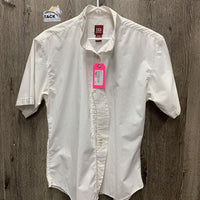 SS Show Shirt, 1x Button Collar *embroidered, fair, bubbled, seam puckers, older, mnr dingy
