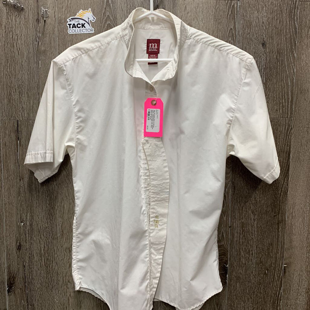 SS Show Shirt, 1x Button Collar *embroidered, fair, bubbled, seam puckers, older, mnr dingy