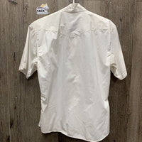 SS Show Shirt, 1x Button Collar *embroidered, fair, bubbled, seam puckers, older, mnr dingy
