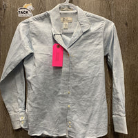 JUNIORS LS Cotton Show Shirt, 2x Velcro Collar *gc, stains, mnr dirt, hair, older, cuff stains
