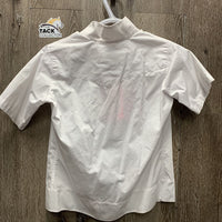 JUNIORS SS Show Shirt, attached snap collar, short waist *vgc, loose threads, seam puckers, crinkled, older
