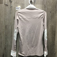 LS Shirt, 1/2 Button up *gc, older, crinkled collar, seam puckers
