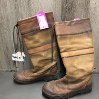 Pr Tall Country Boots *gc, stains, edge rubs, scratches, scuffs, dirt, v.curled insoles
