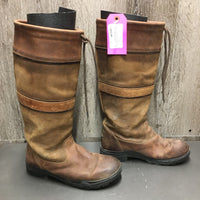 Pr Tall Country Boots *gc, stains, edge rubs, scratches, scuffs, dirt, v.curled insoles
