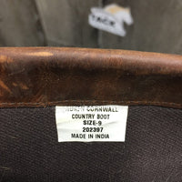 Pr Tall Country Boots *gc, stains, edge rubs, scratches, scuffs, dirt, v.curled insoles
