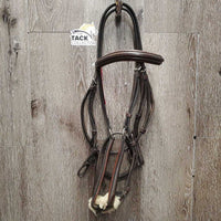 Rsd FS Figure 8 Bridle *No Reins, vgc, mnr dirt, rubs, hair, stiff, residue, older, dry, faded
