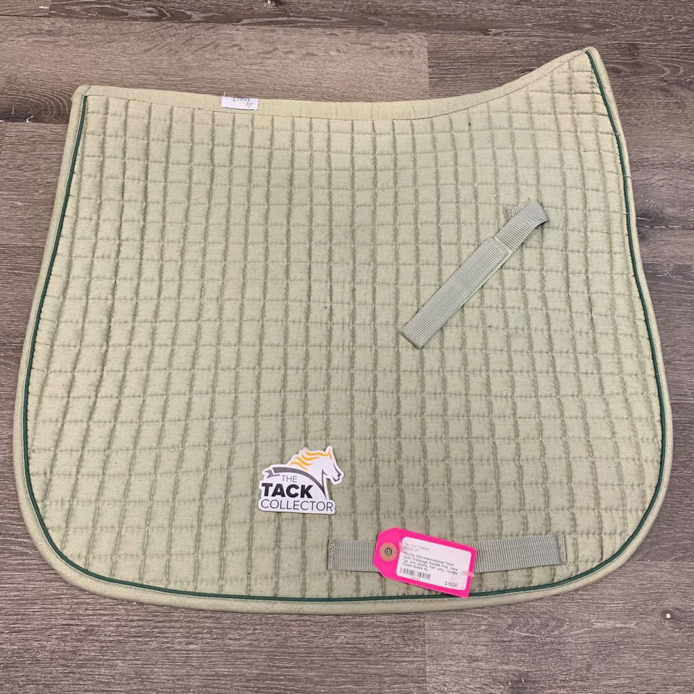 Thick Quilt Dressage Saddle Pad, tabs *gc, mnr stains, hair, pilly, clumpy, faded