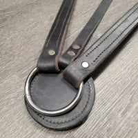 1"wide - Narrow Hvy Leather Breastcollar, 3 snaps *gc, dirt, thin fleece, hairy, edge rubs, rust
