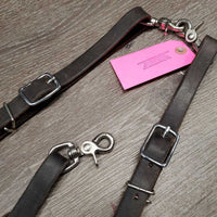 1"wide - Narrow Hvy Leather Breastcollar, 3 snaps *gc, dirt, thin fleece, hairy, edge rubs, rust
