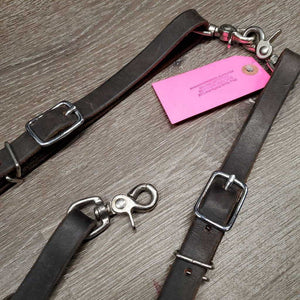 1"wide - Narrow Hvy Leather Breastcollar, 3 snaps *gc, dirt, thin fleece, hairy, edge rubs, rust