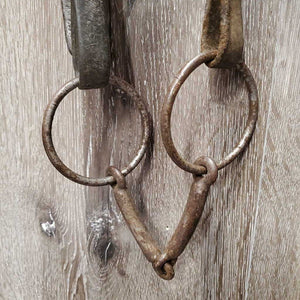 Vintage - Antique DRAFT Driving Bridle, Loose Ring Bit *gc/fair, dry, rubs, rust, rusted, dirt