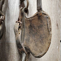 Vintage - Antique DRAFT Driving Bridle, Loose Ring Bit *gc/fair, dry, rubs, rust, rusted, dirt
