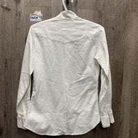 LS Show Shirt, 2 Button Collars *gc, older, pit stains, seam puckers, cuff rubs, threads
