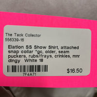 SS Show Shirt, attached snap collar *gc, older, seam puckers, rubs/frays, crinkles, mnr dingy
