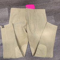 Pull On Hvy Cotton Breeches *gc, faded, stains, older, unstitched seam, v.pilly knees, discolored
