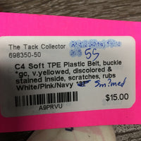 Soft TPE Plastic Belt, buckle *gc, v.yellowed, discolored & stained inside, scratches, rubs
