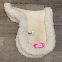 Fitted Cotton Top Thick Fleece Dressage Saddle Pad *vgc, stains, mnr hair & dirt, thin & clumpy fleece, older
